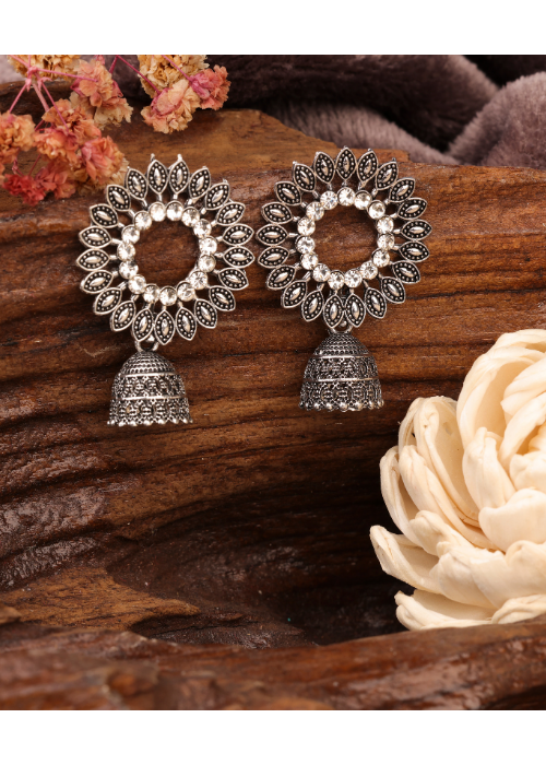 Afgani German Silver Oxidized Jhumki Earrings for Women (DESIGN 771)