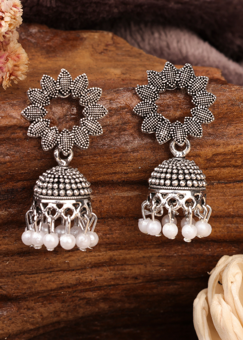 Afgani German Silver Oxidized Jhumki Earrings for Women (DESIGN 772)
