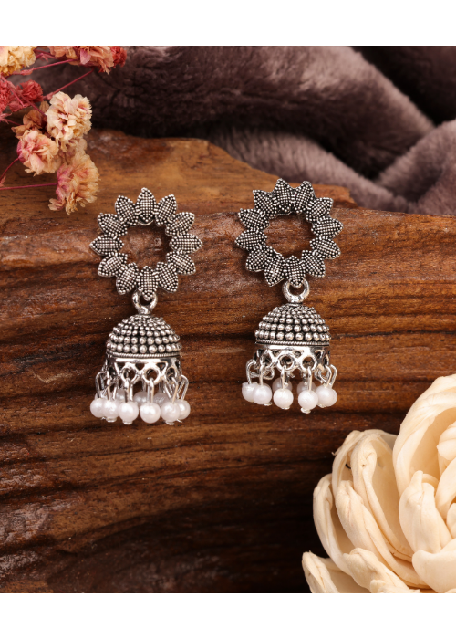 Afgani German Silver Oxidized Jhumki Earrings for Women (DESIGN 772)