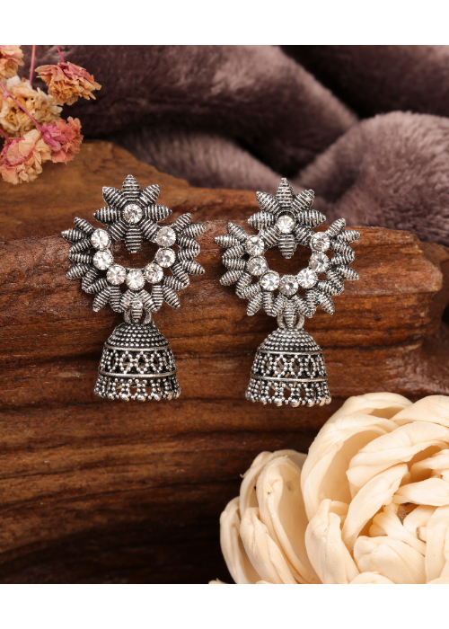 Afgani German Silver Oxidized Jhumki Earrings for Women (DESIGN 773)