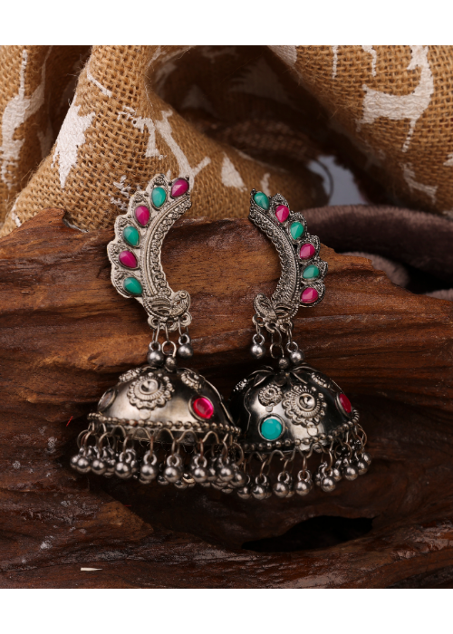 Afgani German Silver Oxidized Jhumki Earrings for Women (DESIGN 780)