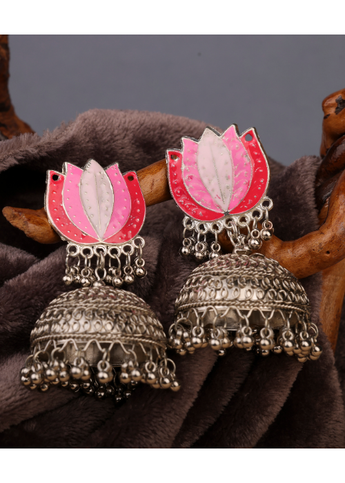 Afgani German Silver Oxidized Jhumki Earrings for Women (DESIGN 785)