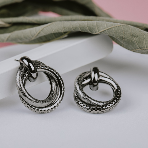 Textured Hoops Fashion Earrings (DESIGN 78)