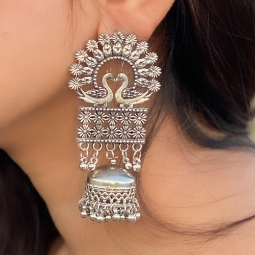Afgani German Silver Oxidized Jhumki Earrings for Women (DESIGN 260)