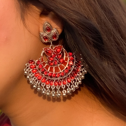 Afgani German Silver Oxidized Jhumki Earrings for Women (DESIGN 248)