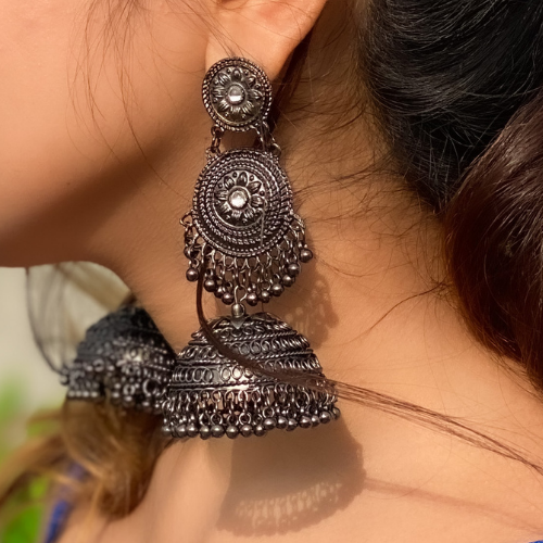 Elegant Embellishments Oxidised Jhumka (DESIGN 166)