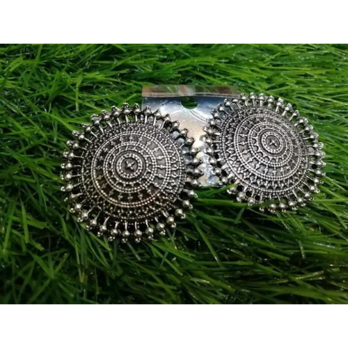 Afgani German Silver Oxidized Jhumki Earrings for Women (DESIGN 52)