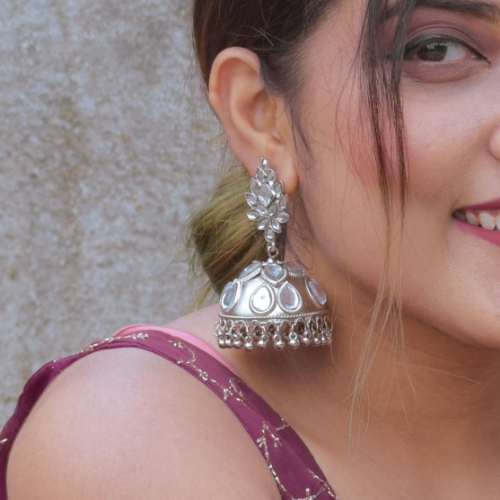 Afgani German Silver Oxidized Jhumki Earrings for Women (DESIGN 69)