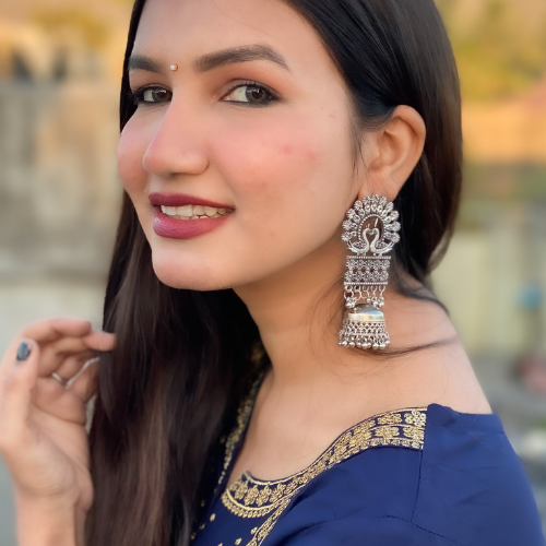 Afgani German Silver Oxidized Jhumki Earrings for Women (DESIGN 260)
