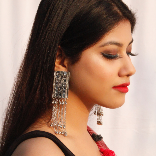 Afgani German Silver Oxidized Jhumki Earrings for Women (DESIGN 243)