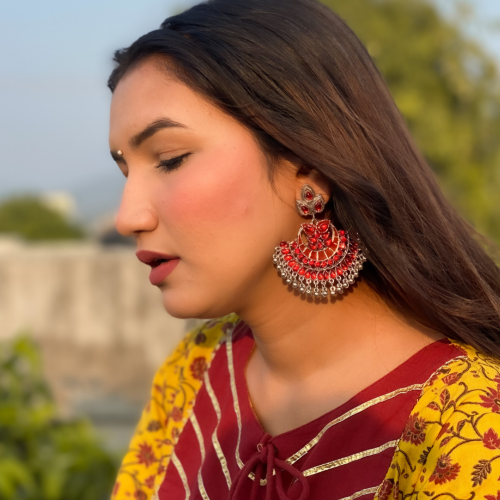 Afgani German Silver Oxidized Jhumki Earrings for Women (DESIGN 248)