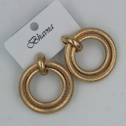 Concentric Dull Gold Hoop Fashion Earrings (DESIGN 17)