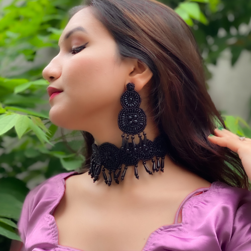 Mystic Moon Embroidered Fashion Necklace (DESIGN 57)