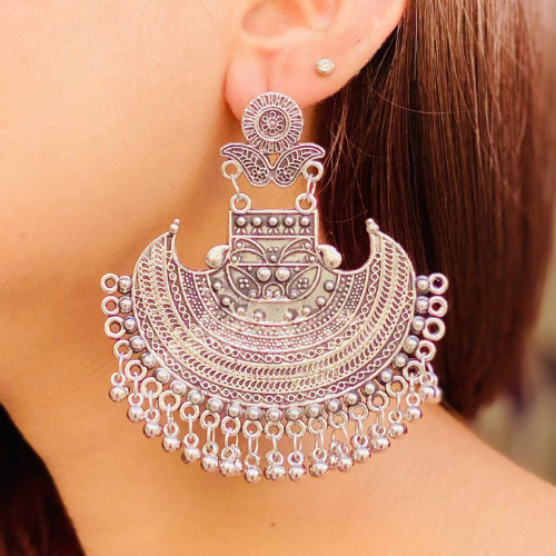 Majestic Motif Oxidised Jhumka (DESIGN 423)