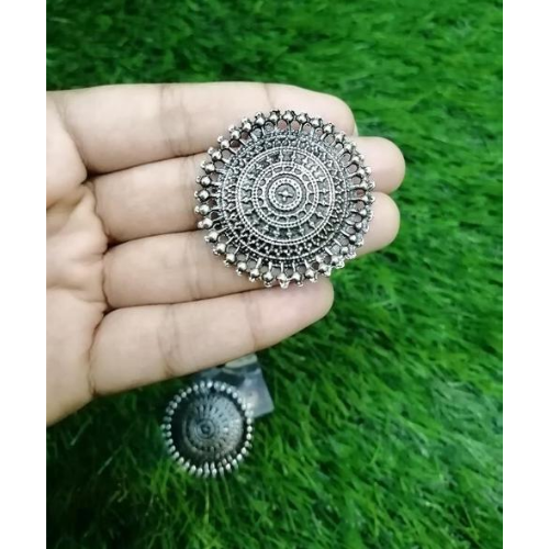 Afgani German Silver Oxidized Jhumki Earrings for Women (DESIGN 52)