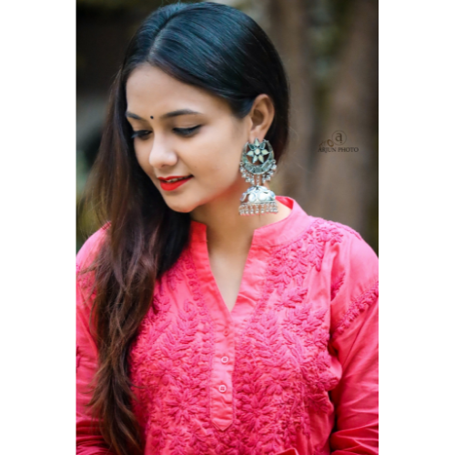 Floral Crescent Crystal Oxidised Jhumkas (DESIGN 156)