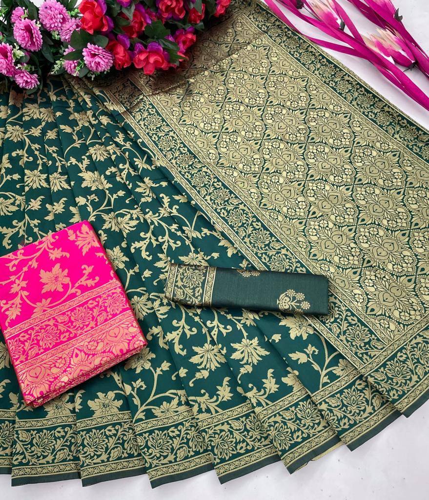 Shubh Lichi Slik Banarasi Saree
